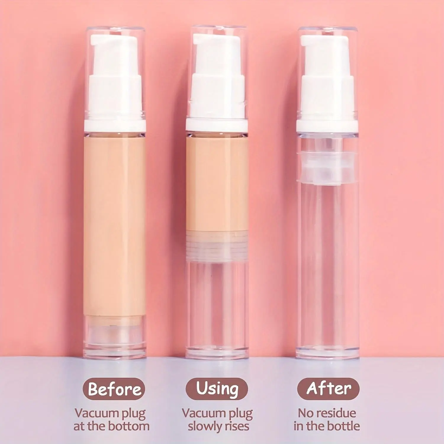 3pcs 10ml Empty Airless Pump Bottles, Transparent Travel-Sized Cosmetic Containers For DIY Foundation, Makeup, Gel, Essence, Lotion, Moisturizer, Refillable And Leaded-Free, Makeup Container Set