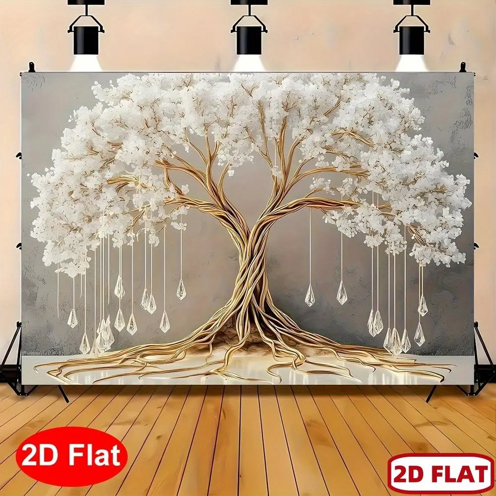 Extra Large 2D Flat Tree of Life Wall Hanging Banner, 1pc Polyester Material Cloth, for Home Office Decoration, Party Banner Background Ornaments