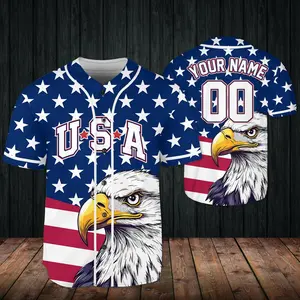 Personalized Eagle USA Jersey, Custom 4th of July Baseball Shirt, Patriotic America Outfit