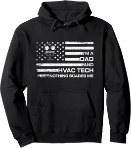 Funny HVAC Tech American Flag Saying For HVAC Dad Men Pullover Hoodie - Terrancecar Shop 76B0D7Z2FKDY