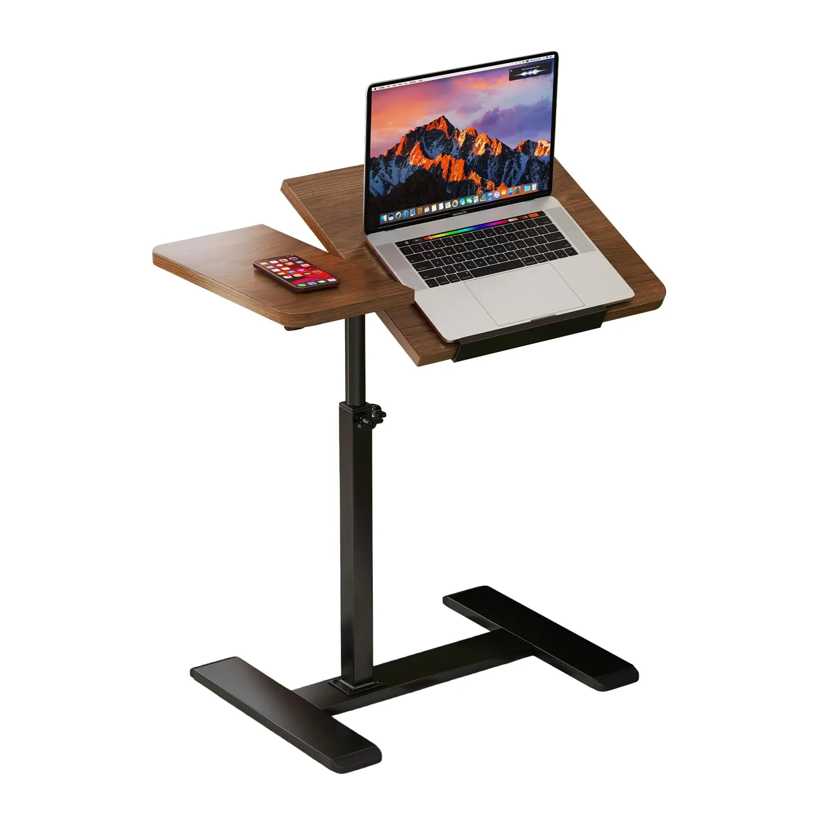 Garvee Adjustable Height Mobile Laptop Desk with Tilting Tabletop - Rolling Workstation & Computer Cart for Home Office & Classroom - Compact Design