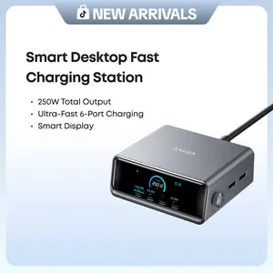 [Limited Offer] Anker Prime Charger, 250W GaN Prime USB-C Charging Station, Ultra-Fast 6 Ports, 2.26" LCD Display and Smart Control Dial (Silver)