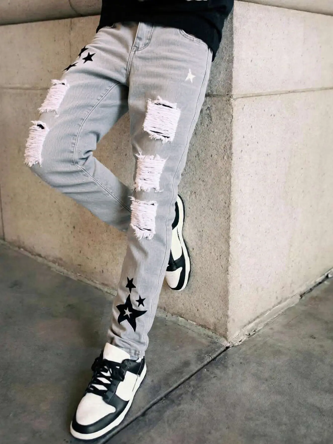 jeans for men Grey Star jeans pants for men Fathersdaygift gifts for him streetwear y2k clothing ripped pants for men birthday outfits Denim Trouser