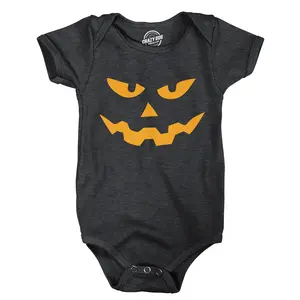 Triangle Nose Pumpkin Face Baby Bodysuit Funny Sarcastic Halloween Graphic Novelty Jumper For Infants Funny Baby Onesies Halloween Clothes for Baby Novelty Onesie Black -