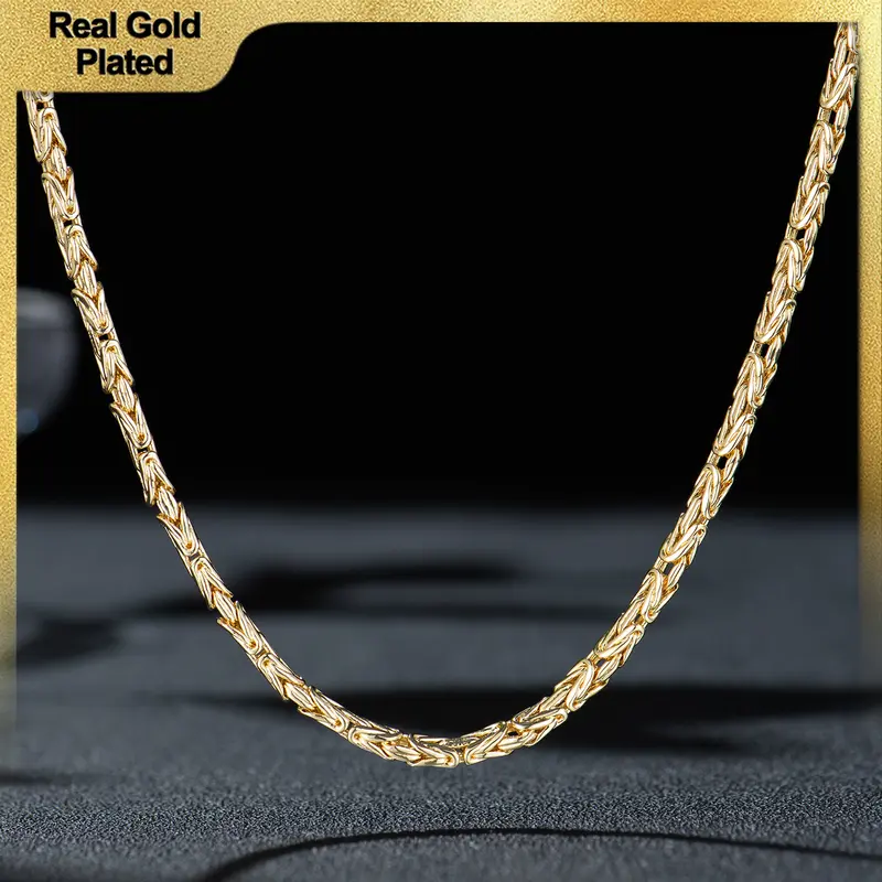 Holylegend 14K Real Gold-Plated Flat Round Byzantine Chain NecklaceChain 24 Inches Long,Tarnish-Free, 5fatkunmmWidth,Secure Clasp, Gift, Fresh Gold Styles For Everyday Wear