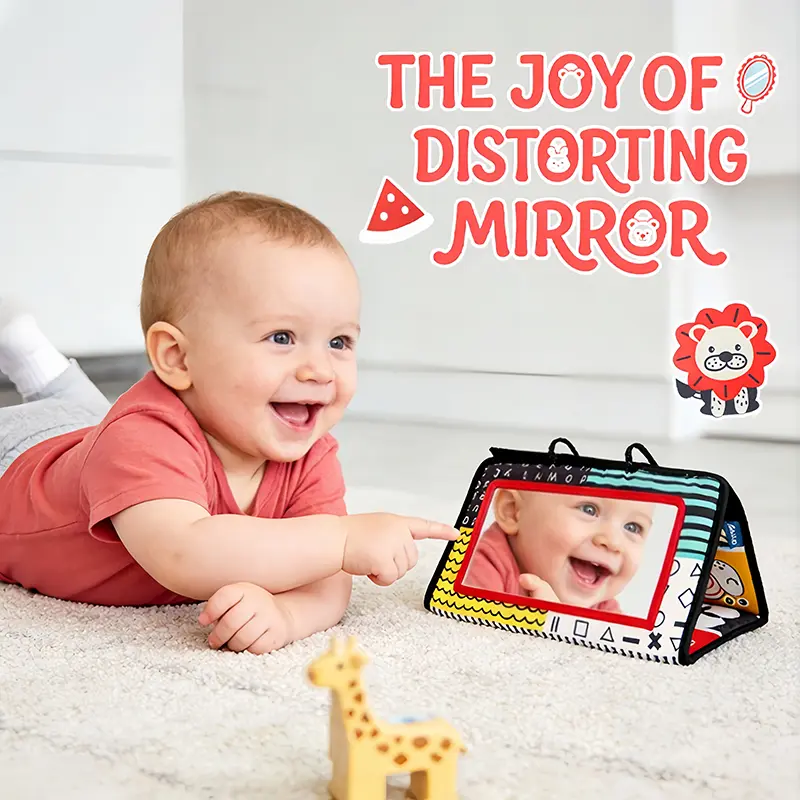 HOTMIR Baby Hasselblad Mirror Cloth Book Toy, Baby Black and White High Contrast Toy, Baby Hanging Triangle Cloth Book, Baby Visual Stimulus Early Education Toy Foldable