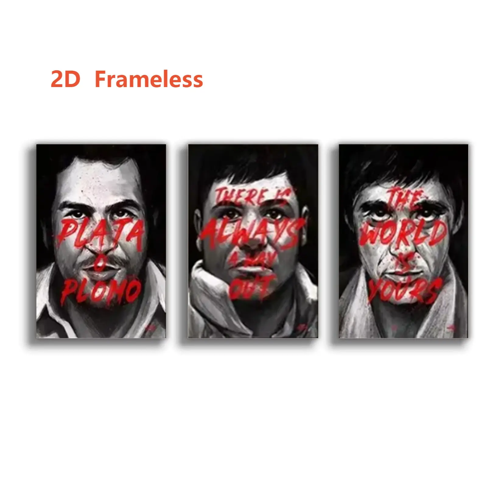 3-Piece Set | Frameless | Unframed | Legendary Gangster Movie Posters | Canvas Prints | Art Prints | Gangster Portraits | Canvas Art | “Scarface” | Escobar | “The Godfather” | Wall Decor | Aesthetic Wall Decor | Room | Artistic | Photo On Canvas