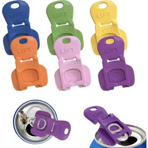 6PCS Colorful Drink Can Covers with Easy-Open Bottle Opener & Beverage Can Cover Protector Premium Plastic Shields for Pop Coke Beer Soda Drink Aluminum Beverage