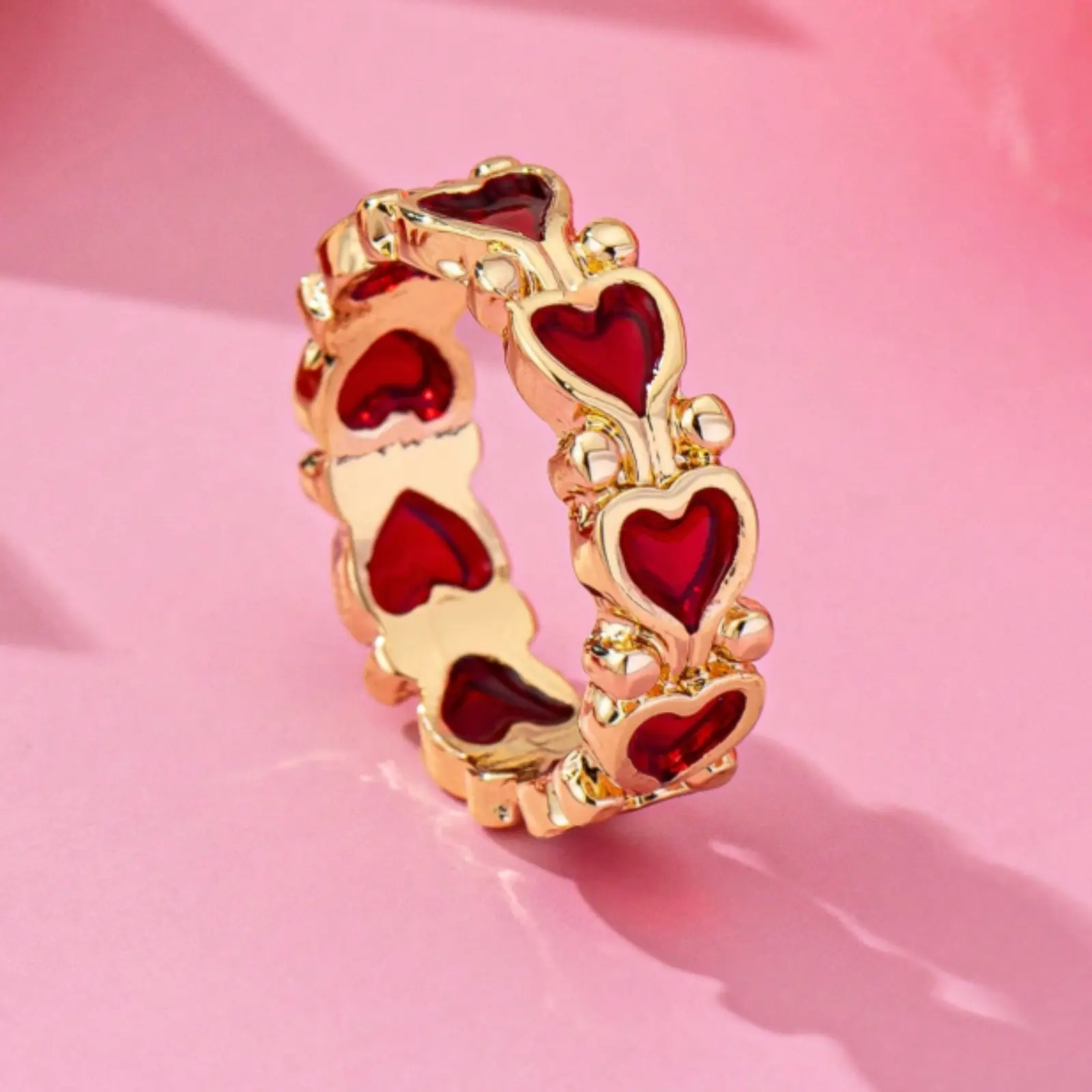 Simple, cute, lovely transparent red drop heart ring, red heart-shaped Valentine's Day ring, suitable for daily wear, socializing, parties, public relations, Valentine's Day gifts, gifts for couples