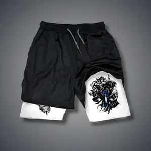 [Vtg90s] Arise Anime Double-Layer Sports Shorts Graphic Shorts Black Shorts Camo Shorts Streetwear Shorts Men Outfits Men Short Shorts Vacation Outfits Shorts