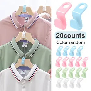 20 Counts Clothes Hanger Connector Hooks, Super Space Saving Hanger Extender Hooks for Closet Heavy Duty Cascading Plastic Closet Hanger Organizer, Random Color