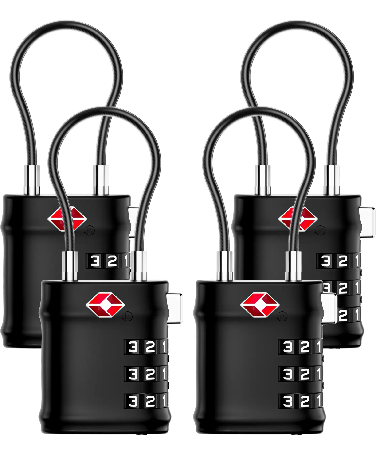 LUGGEX 4 Pcs TSA Locks for Luggage, 3 Digit Combination, Travel Lock for Suitcase, Backpack, Gym & Student Lockers, Ease of Use & Durable TSA-Lite tiktokshopbacktoschool