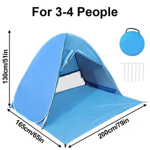 XL Pop-Up Beach Tent for 3–4 People: UPF 50+ UV Protection Family Camping Tent — For outdoor camping, the beach, fishing, and picnics
