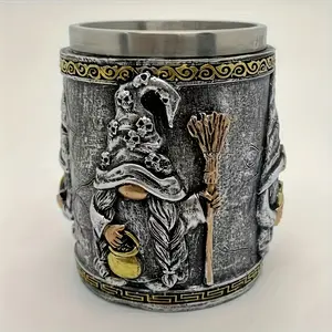 Magic Hat Gnome Design Reusable Tumbler, Resin Drink Mug with Stainless Steel Inner Liner