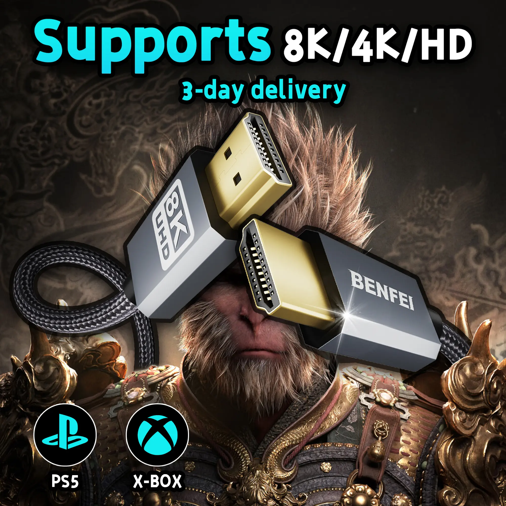 BENFEI 8K HDMI to HDMI Cable, Certified Ultra High Speed HDMI Cable 4K@240Hz, 8K@60Hz, HDMI 2.1, 6 Feet, 48Gbps, Aluminum Shell, Nylon Braided
