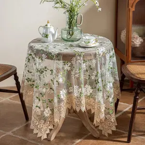 Tablecloth Fabric Lace Embroidery Square Tablecloth Household Dust Cover Towel Coffee Table Table Cloth