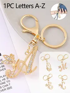 1pc High-Quality Rhinestone Wing Decor Alphabet A-Z Keychain, Fashionable Bag Charm Pendant, Suitable For Handbags, Backpacks, Shoulder Bags, Great For Shopping, Commuting, Work, Gift For Family, Friends, Couples, Ideal For Special Occasions, Holidays