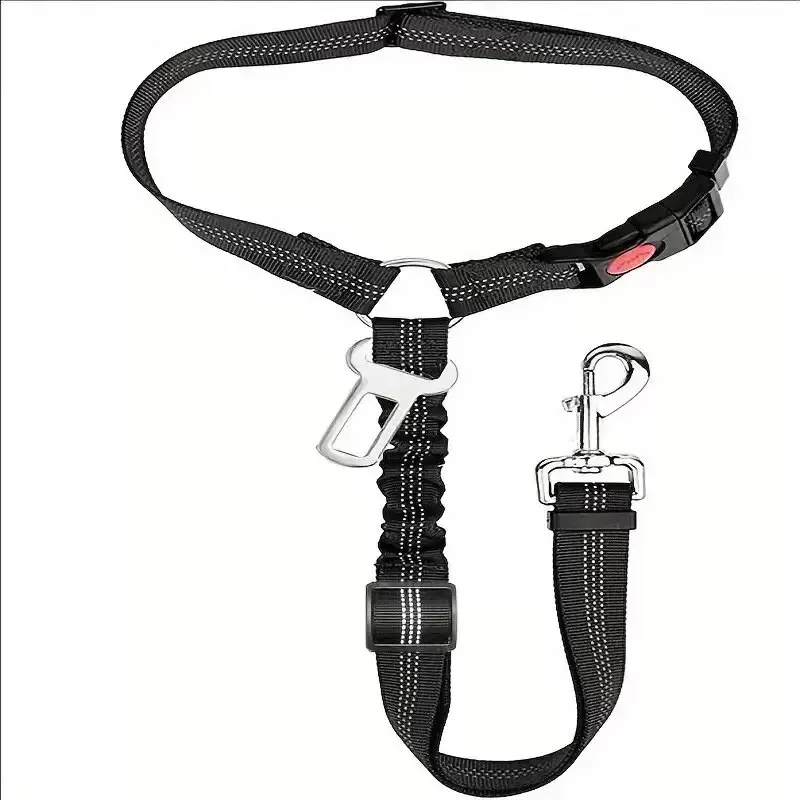 Headrest Dog Car Safety Seat Belt, Adjustable Length Multifunctional Car Safety Belt Leash, Spring Car Travel, Dog Owners Drive with Peace of Mind