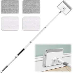 Baseboard Cleaner Tool with Handle, 55.9'' Baseboard Cleaner with Extendable Handle, Wall Cleaner for Baseboard, Wall, Ceiling, with 4  Cleaning Pads