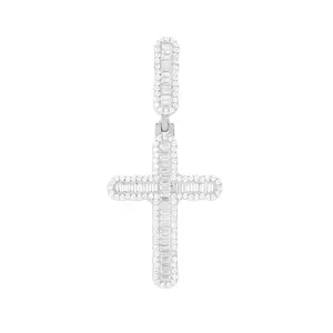 【#P557】UCCIYO 18K Gold-Plated Cross Pendant with Lab-Grown Moissanite S925 Sterling Silver Moissanite Pendant Necklace for Women Men Hip Hop Jewelry Gift