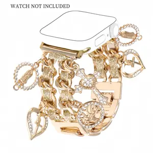 Fashion Watch Band with Pendant, Unique Design Watch Band for Women & Girls, Wearable Accessories Smart Watch Straps Compatible with Apple Watch Series 10 9 8 7 6 5 4 3 2 SE Ultra 2 Smartwatch Strap
