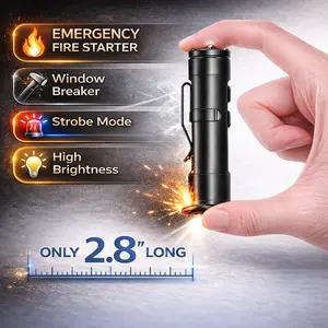 Rechargeable Multi-Functional Flashlight Pocket-Sized 500 Lumens Mini Keychain Light with Window Breaker & Three-Color Side Lights for Camping And Everyday Carry