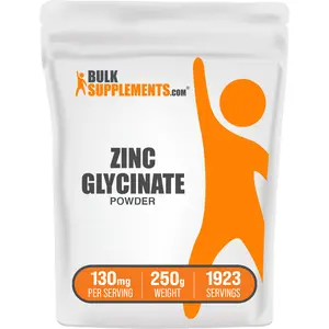 BulkSupplements - Zinc Glycinate Powder - Digestive Support - Healthy Skin - 250g - 130mg per Serving