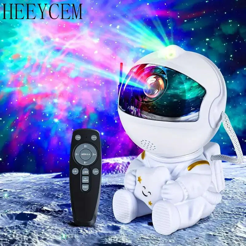 Astronaut Galaxy Projector Night Light, USB Powered 360° Rotatable Nebula Space Projector with Remote Control, Decorative Light for Bedroom, Game Room