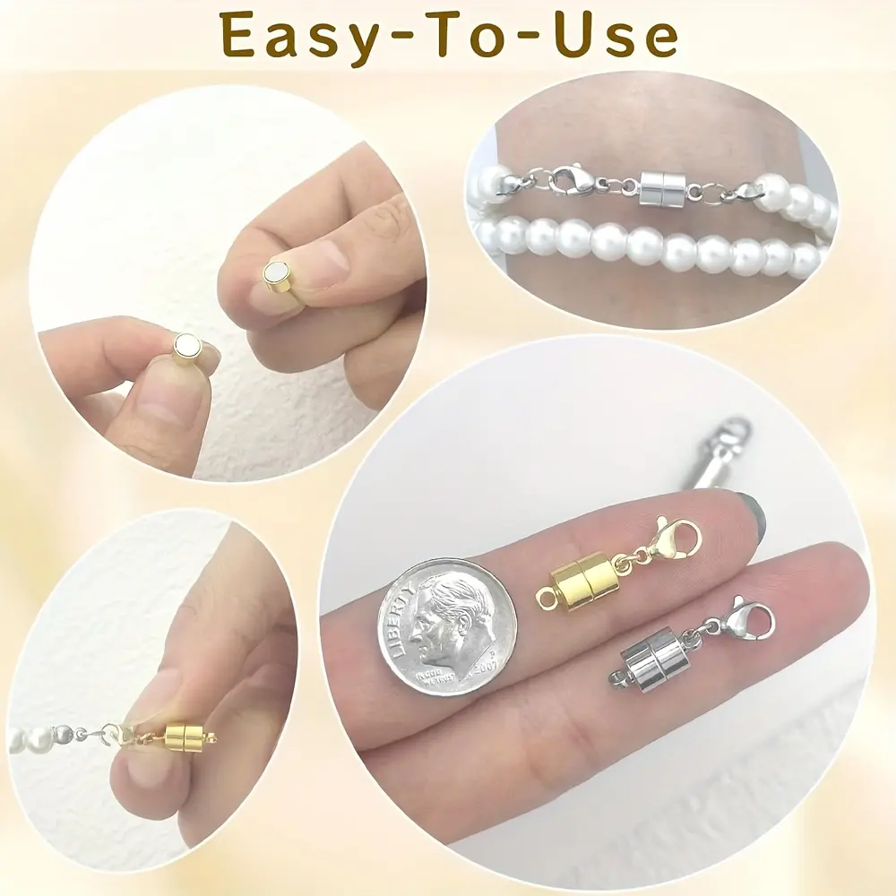 8pcs Golden Magnetic Necklace Extension Clasps with Lobster Claws, Jewelry Fasteners for Necklaces & Bracelets, Beading DIY Jewelry Making Supplies