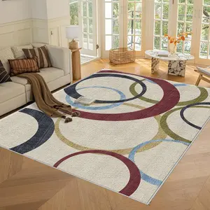 A multi-colored circular textured Home Decor rug, machine washable and fade-resistant, soft and durable, suitable for holidays and any space, including hotels, offices, sofas, bedsides, hallways, etc.