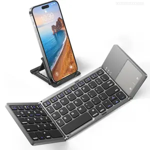 Foldable Wireless Keyboard with Touchpad, Portable Wireless Keyboard with Built-in Rechargeable Lithium Battery, Multifunctional Keyboard for Tablet & Laptop, Folding Wireless KeyboardFFSummitSupply7