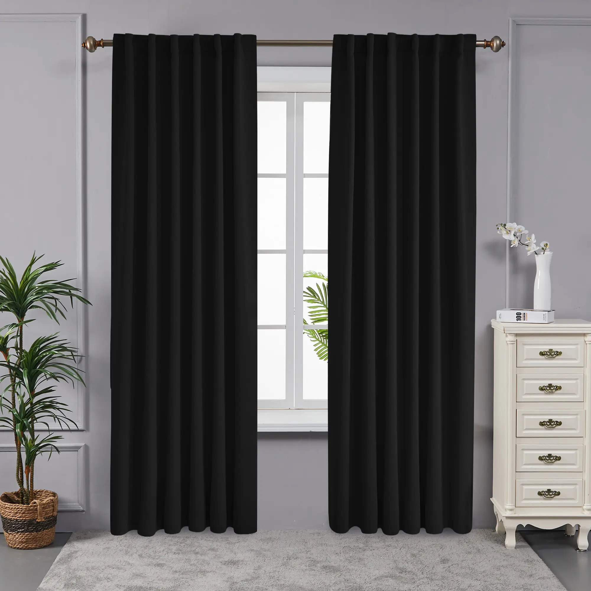 Deconovo Solid Blackout Curtain, Hidden Tab Top Thermal Insulated Window Drapery for Bedroom and Living Room, 1 Panel