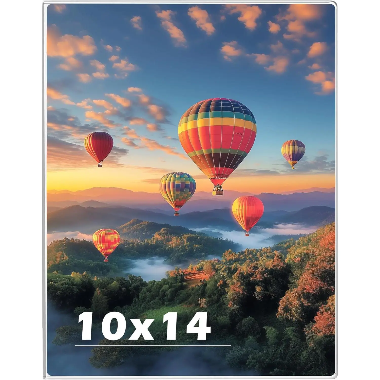 10 x 14  Picture Frame, Horizontal/Vertical Clear Photo Frame for Wall with Tape, No Drilling Floating Hanging Frameless Picture Frame, Wall Mount Sign Holder for Home, School, Office