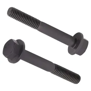 M6-1.0 x 60mm (15 pcs) Flanged Hex Bolt Screws Black Oxide Finish, 10.9 Grade Alloy Steel, Large Flange Washer , DIN6921/GB5789, Partial Thread