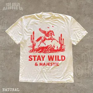 Pegasus Shirt Vintage Stay Wild & Majestic Desert Graphic Tee - Retro Western Shirt Boho Vintage Style Unisex Southwest Tee