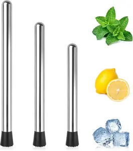 Muddler for Cocktails, 4 Pack Cocktail Muddler 8" 10" 12", Stainless Steel Muddler for Mojitos Fruit Lemon Drinks Party, Lemonade Stand Supplies, Bar Accessories