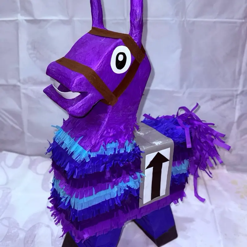 Piñata - Purple Horse Design with Blue Fringe and Brown Bridle for Festive Celebrations de piñata festival
