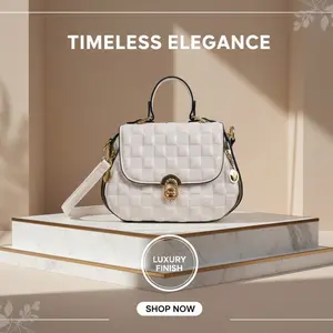 Women's Gentle Structured White Handbag – Supple Soft Leather Satchel with Embossed Texture – Elegant Comfort Top Handle & Crossbody Purse