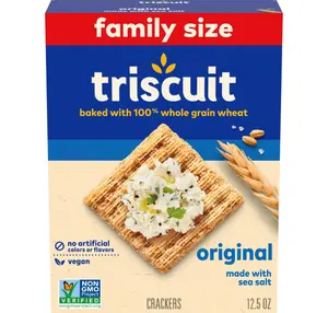 Triscuit Original Whole Grain Wheat Crackers, Vegan Crackers, Healthy Snacks, Lunch Snacks, Family Size, 12.5 oz