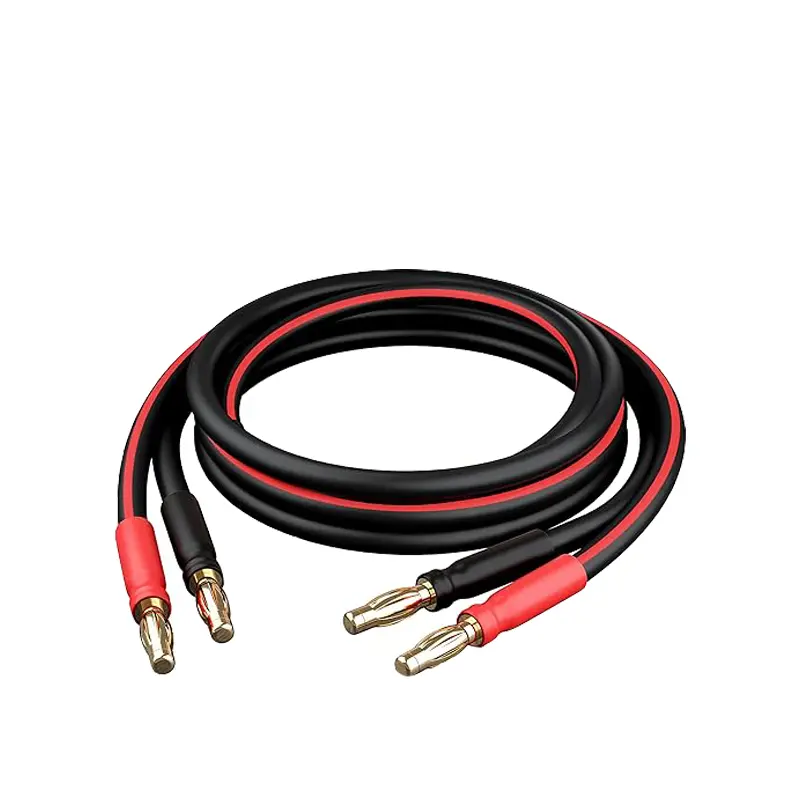 14 Gauge OFC Speaker Wire with Gold-Plated Banana Plugs, 2-Pack Black Speaker Cable for HiFi & Surround Sound Systems (Bi-Wire, Bi-Amplifier Compatible) sohochic