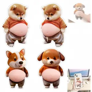 3D Shiba Inu Door Stopper, Wall Protector, Silent Shock Absorbing Soft Gel, Protects Walls, Car Handles, Refrigerator Doors, Cabinets, 2 Pack