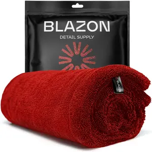 Blazon Redline XL Car Drying Towel - Ultra Premium 1300 GSM Microfiber Drying Towel - Max Absorption, Streak-Free Finish, Super Soft Twisted Loop Design - Dries Full Vehicle - Extra Large 2 x 3 ft