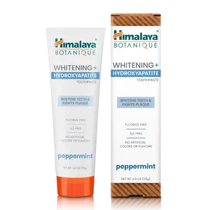 Himalaya Botanique Whitening + Hydroxyapatite Toothpaste, Peppermint - Nano Hydroxyapatite to Support Remineralization and Restore Enamel, Appropriate for Sensitive Teeth - Gluten Free, 4 oz