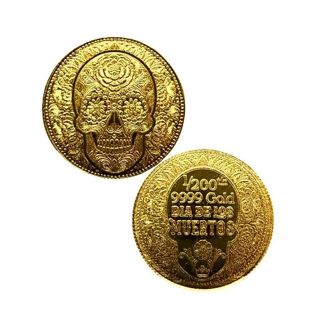 Day of the Dead Rose Skull 1/200 Oz Novelty Charm (Sealed in Capsule)