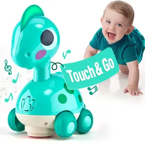 Crawling Dinosaur Toy Touch & Go Musical Light Infant Dino Crawling Toys Baby Toys 6-12 Months Tummy Time Toy 0-6 Month for 1 Year Old Boy Girl Brithday Gift