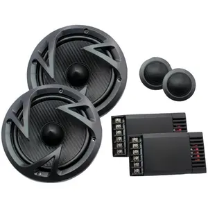 Power Acoustik  Edge Series 500 watt 2-Way Component Speaker System, Black - 6.5 in., Carbon-Fiber, Flush-Mount
