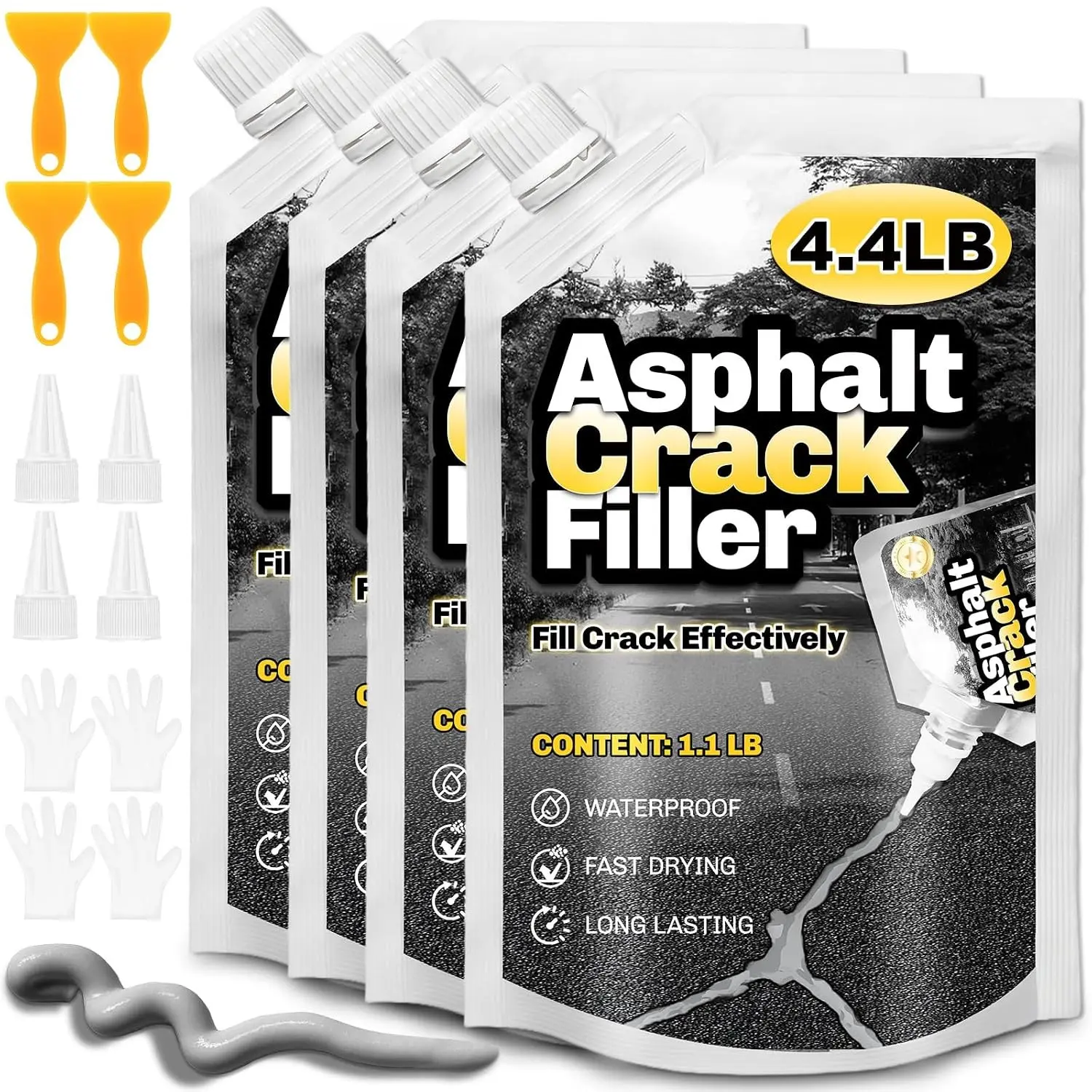 Concrete Crack Filler, 4.4LB Cement Crack Filler, Magic Crack Filler for Concrete, Driveway, Tile, Walkway, Patio, Joint, Indoor and Outdoor - Grey (70oz)