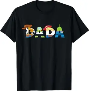 Toy Story Dada Father’s Day Dad Birthday T-Shirt- Digital Print, Fitted Short Sleeve, Medium Length, Hand Wash Only, Versatile for All Seasons - Fabric, Clothes