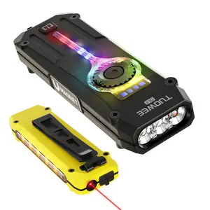 Rechargeable Edc Flat Pro Flashlight with Laser, UV & LED Combo, Magnetic Base, Portable Pocket Light for Outdoors Emergency