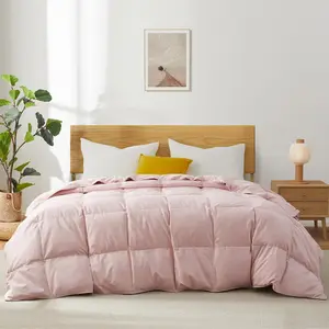 Goose Feathers Fiber Comforter - Lightweight Soft Cover Breathable White Down Feather Fill, Pink King Size Duvet Insert (104" X 88")